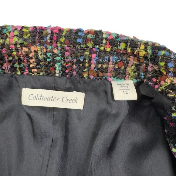 Coldwater Creek Artsy Art to WearTextured Multi Color Tweed Jacket Women's 12 - Picture 5 of 8
